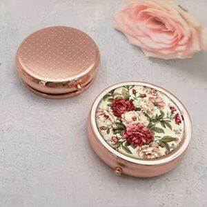 Floral Nature Inspired Pill Organizer 3-Compartment Compact Pill Case New
